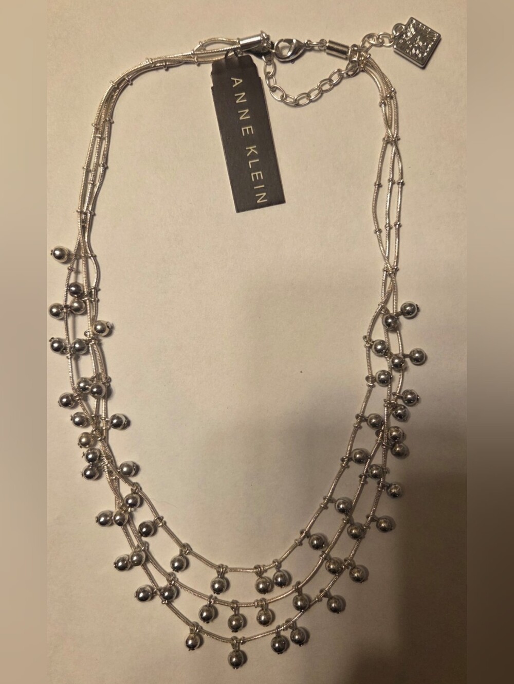 NWT Anne Klein Silver Multi-Strand Beaded Necklace
